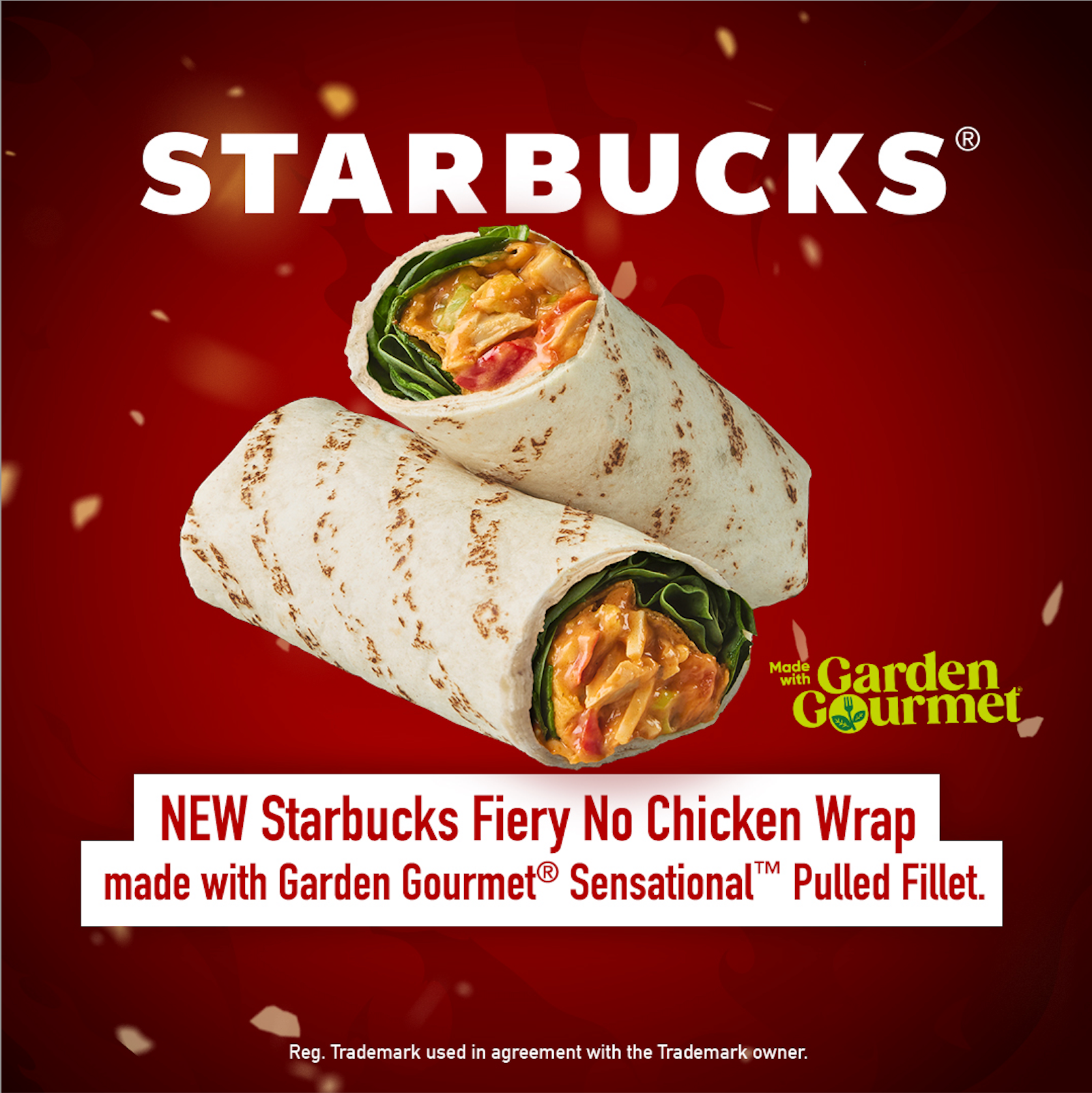 garden gourmet pro at starbucks with fiery no-chicken wrap