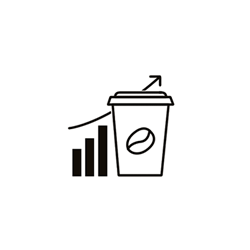 coffee cups sales increase icon