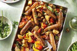 Garden Gourmet Vegan Cumberland Sausage used in Sausage and Roasted Veg Tray Bake